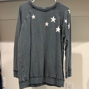 TALULAH Slate Blue Star-Print Long Sleeve Sweater